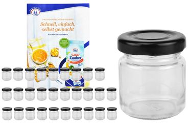 28er Set Sturzglas 53 ml To 43 schwarzer Deckel incl. Diamant Gelierzauber Rezeptheft_Bild_3