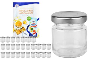 28er Set Sturzglas 53 ml To 43 silberner Deckel incl. Diamant Gelierzauber Rezeptheft_Bild_4