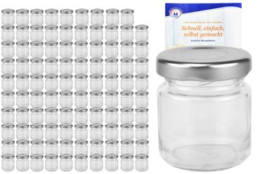 100er Set Sturzglas 53 ml To 43 silberner Deckel incl. Diamant Gelierzauber Rezeptheft_Bild_4