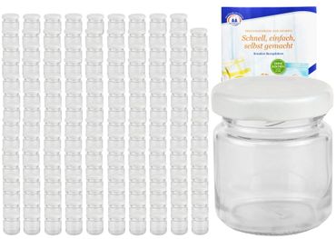 150er Set Sturzglas 53 ml To 43 weißer Deckel incl. Diamant Gelierzauber Rezeptheft_Bild_4