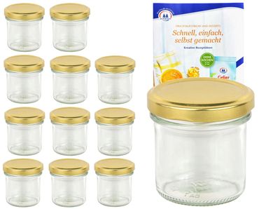 12er Set Sturzglas 167 ml To 66 goldener Deckel incl. Diamant Gelierzauber Rezeptheft_Bild_1
