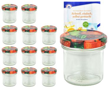 12er Set Sturzglas 167 ml To 66 Obst Dekor Deckel incl. Diamant Gelierzauber Rezeptheft_Bild_1