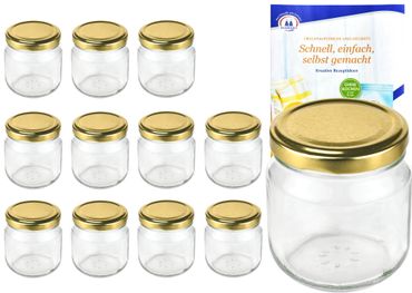 12er Set Rundglas 212 ml nieder To 66 goldener Deckel incl. Diamant Gelierzauber Rezeptheft_Bild_2