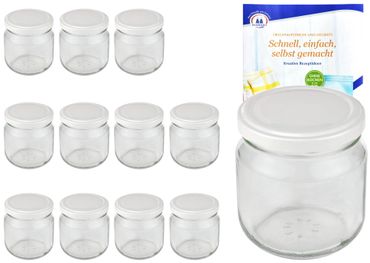 12er Set Rundglas 212 ml nieder To 66 weißer Deckel incl. Diamant Gelierzauber Rezeptheft_Bild_3