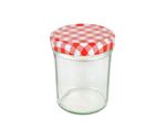 25er Set Sturzglas 230 ml HOCH To 66 rot karierter Deckel incl. Diamant Gelierzauber Rezeptheft_Bild_1