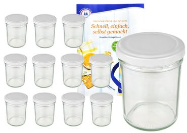 12er Set Sturzglas 230 ml HOCH To 66 weißer Deckel incl. Diamant Gelierzauber Rezeptheft_Bild_1
