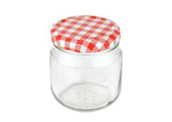 MamboCat-10908-24er-Set-Rundglas-212-ml-nieder-To_1.jpg 50er Set Rundglas 212 ml nieder To 66 rot karierter Deckel incl. Diamant Gelierzauber Rezeptheft_Bild_1