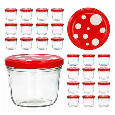 CAPCRO 25er Set Sturzglas 230 ml To 82 Fliegenpilz Deckel rot weiß gepunktet_Bild_3
