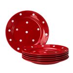 6er Set Dessertteller Emily 20cm rot mit weißen Punkten_Bild_1