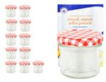 12er Set Sturzglas 125 ml To 66 rot karierter Deckel incl. Diamant-Zucker Gelierzauber Rezeptheft_Bild_1