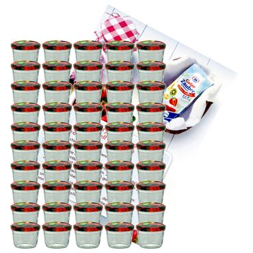 50er Set Sturzglas 230 ml To 82 Obst Deckel incl. Diamant Gelierzauber Rezeptheft_Bild_1
