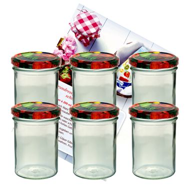 6er Set Sturzglas 435 ml To 82 Obst Deckel incl. Diamant Gelierzauber Rezeptheft_Bild_1