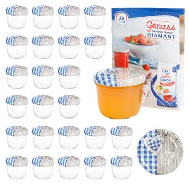25er Set Sturzglas 230 ml To 82 Holz Herz blau Deckel incl. Diamant Gelierzauber Rezeptheft_Bild_6