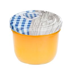 sturz-glas-holz-herz-blaukariert-deckel-230ml-marme.jpg 40er Set Sturzglas 230 ml To 82 Holz Herz blau Deckel incl. Diamant Gelierzauber Rezeptheft_Bild_3