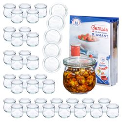 01-WECK-Tulpenglas-370ml-mit-deckel-48er-set.jpg 48er Set Weck Gläser 370ml Tulpenglas mit 48 Glasdeckeln inkl Rezeptheft_Bild_1