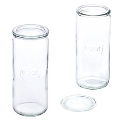 03-WECK-Zylinder-1040ml-mit-und-ohne-deckel.jpg 8 Einkochringen und 16 Klammern inkl Rezeptheft_Bild_3