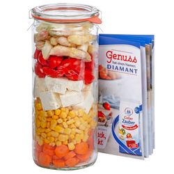 04-WECK-Zylinder-1040ml-mit-deckel-dichtring-klamme.jpg 12 Einkochringen und 24 Klammern inkl Rezeptheft_Bild_4