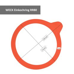 04-WECK-Einkochring-RR80-Bemassung.jpg Weck-Einkoch-Set - 24 Glasdeckel 80 mm + 24 Einkochringe 80 mm + 48 Weck-Klammern incl. Gelierzauber Rezeptheft von Diamantzucker_Bild_4