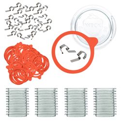 01-WECK-Glas-Deckel-Dichtring-Klammern-RR80-48er-se.jpg Weck-Einkoch-Set - 48 Glasdeckel 80 mm + 48 Einkochringe 80 mm + 96 Weck-Klammern incl. Gelierzauber Rezeptheft von Diamantzucker_Bild_1