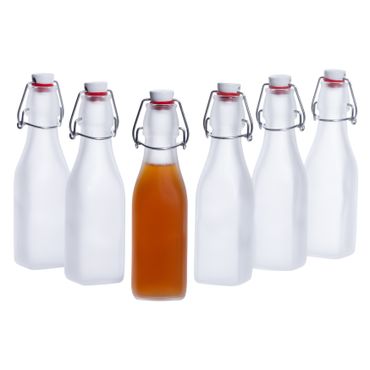 6er Set Glasflaschen Serie Swing Frosted mit Bügelverschluss 250ml_Bild_1