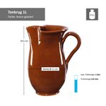 5tlg. Tongeschirr Set Tonkrug 1L + 4 Tonbecher 175ml braun glasiert_Bild_2