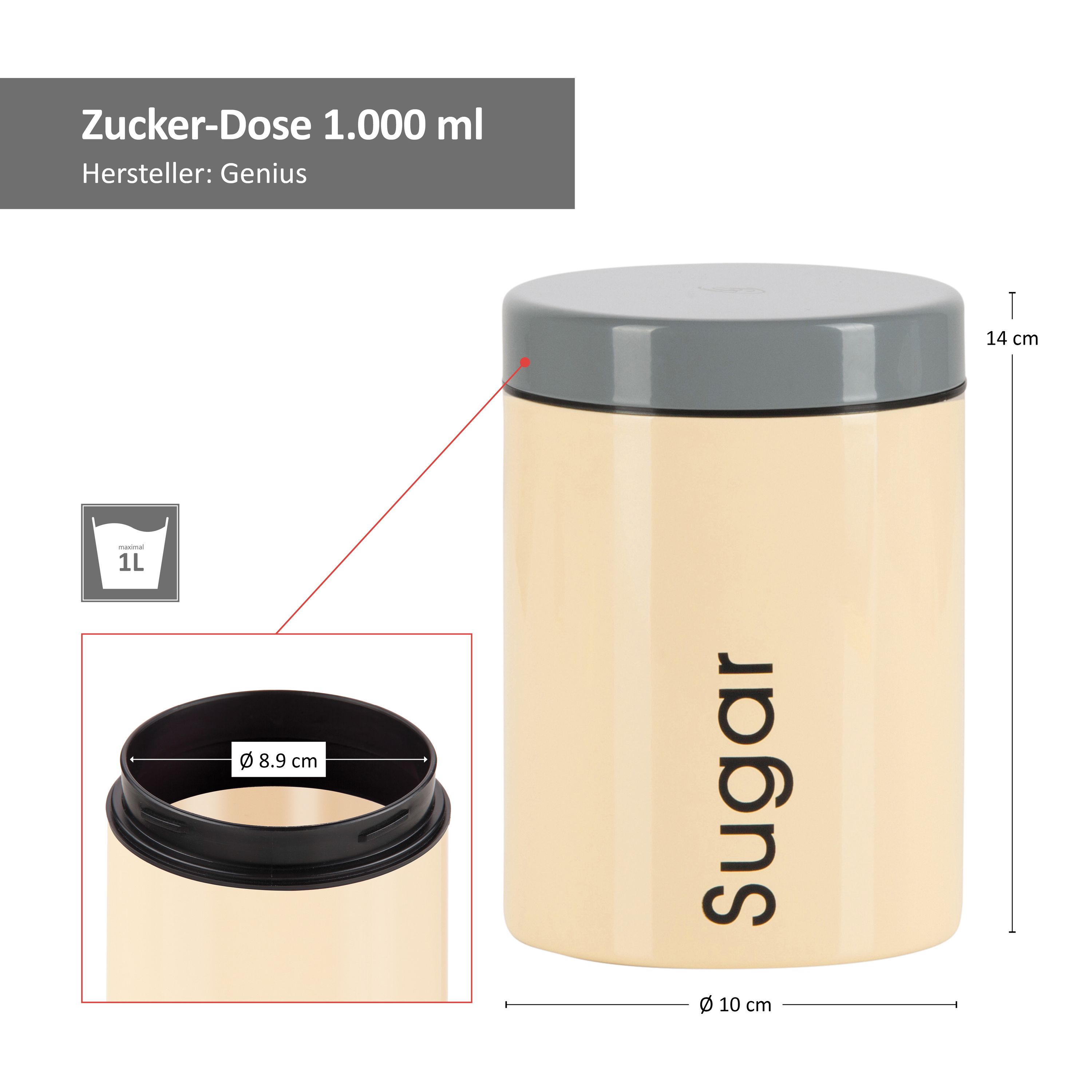 3er Set Genius Vorratsdosen Nudel Kaffee Zucker Dose Metall Retro