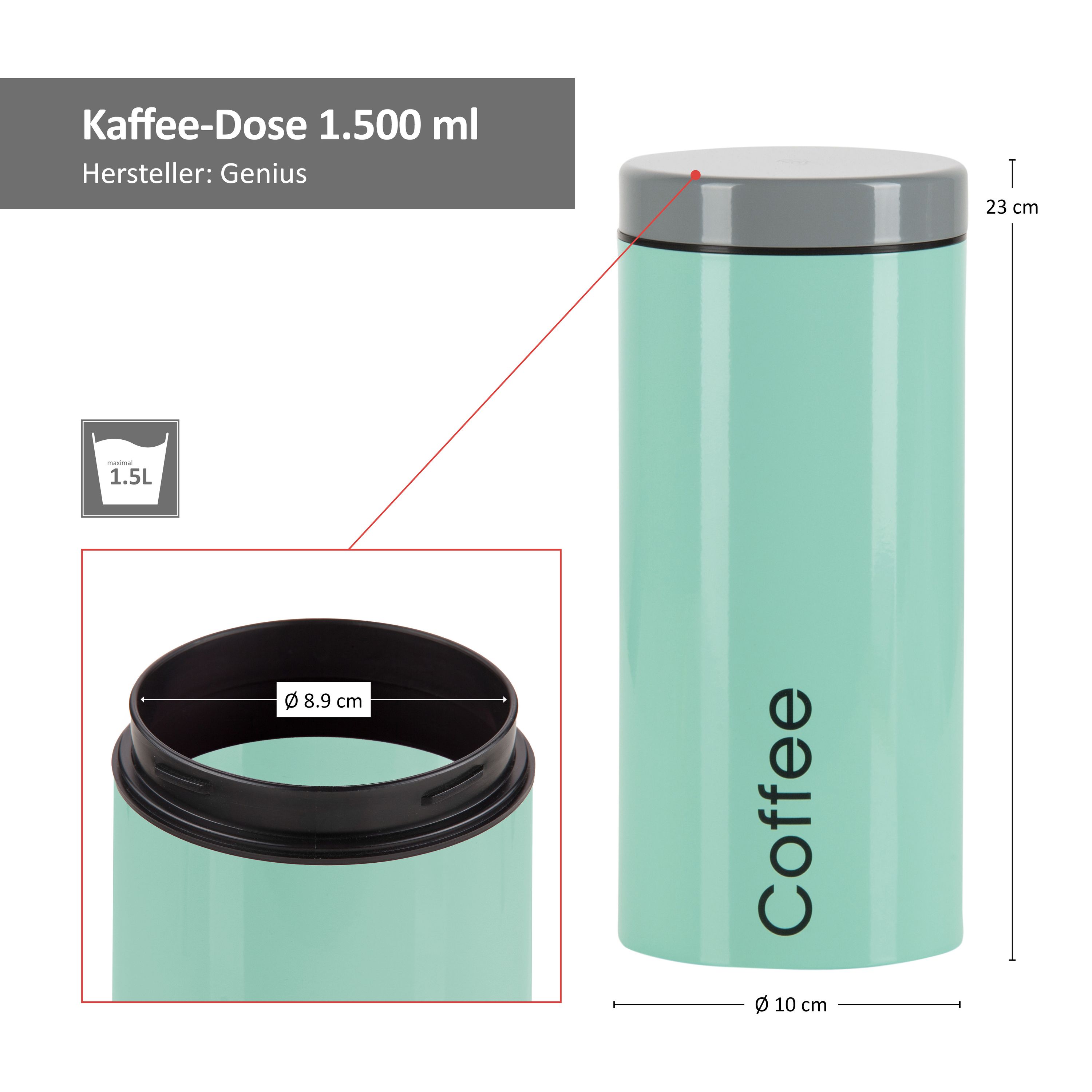 3er Set Genius Vorratsdosen Nudel Kaffee Zucker Dose Metall Retro