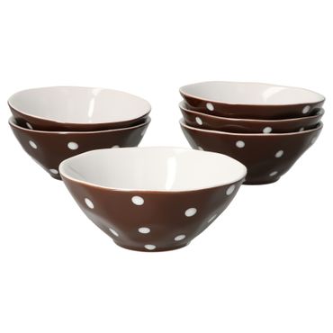 6er Set Müslischale braun weiß gepunktet - handgefertigte Schüssel aus Steingut_Bild_2