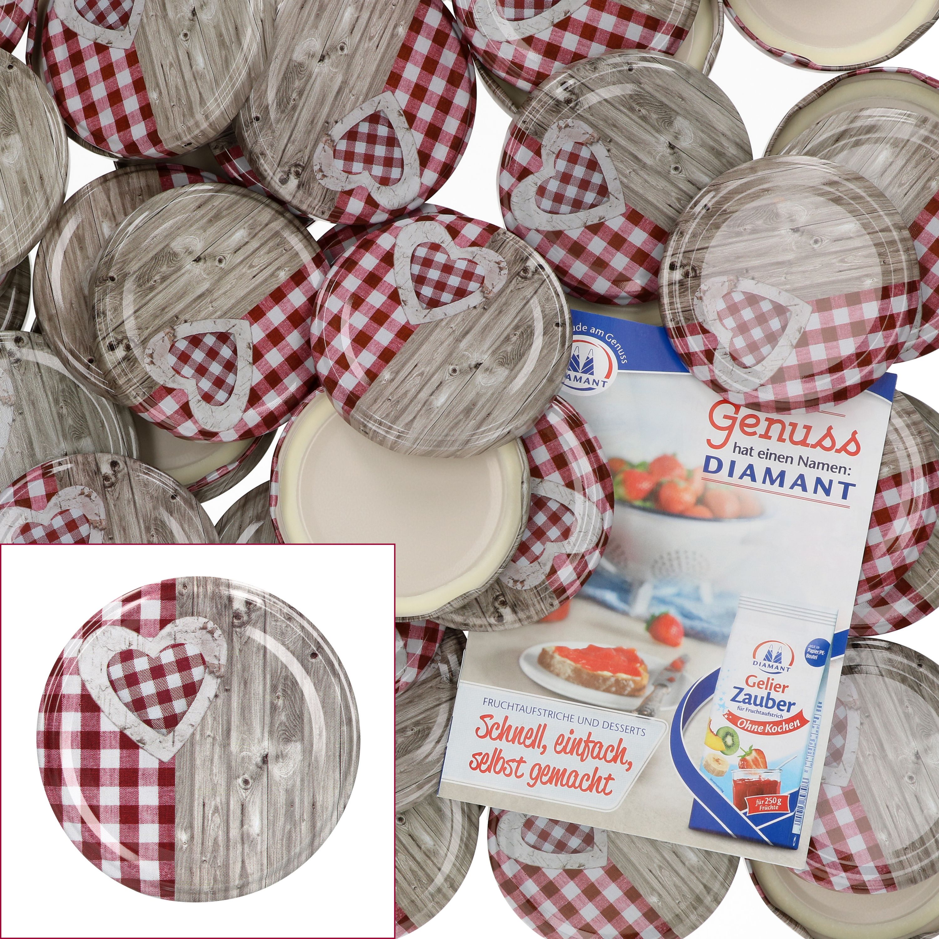 MamboCat Set Van 25 Bekers 230 Ml Jampot Inmaakpot I Naar 82 Rood Geruit Deksel Incl Diamant Zucker Gelierzauber Receptenboekje 1084992938