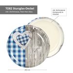 50er Set Deckel To 82 Holz-Herz blau passend für 230ml / 350ml / 435ml Gläser incl. Diamant-Zucker Gelierzauber Rezeptheft_Bild_2