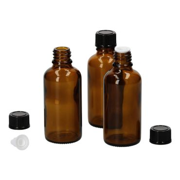3er Set Apothekerflaschen Glasflasche braun 50ml mit Tropf-Deckel_Bild_1