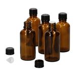 5er Set Apothekerflaschen Glasflasche braun 50ml mit Tropf-Deckel_Bild_1