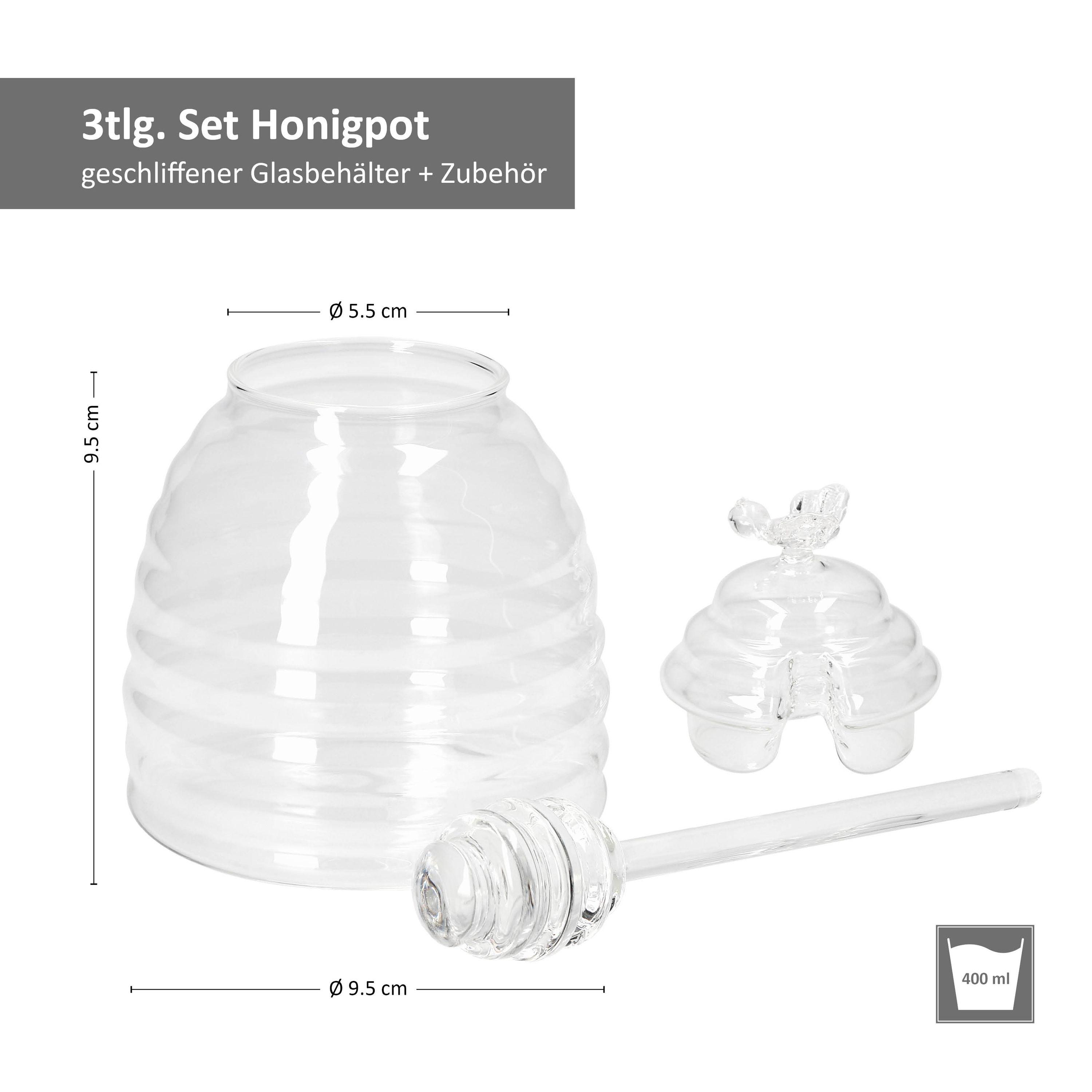 Honigtopf Aus Glas 500 Ml – Mit Holzdeckel Und Holzlöffel, Auslaufsicher, Ideal Für Honig, Sirup & Co.