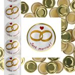 JUST MARRIED 50er Set Deckel To 43 gold passend für 37/53ml Gläser + Hochzeits-Etiketten_Bild_1