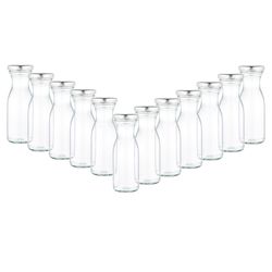 20769-12er.jpg 12er Set Weithalsflasche Karaffe 250 ml + To 53 Deckel silber_Bild_2