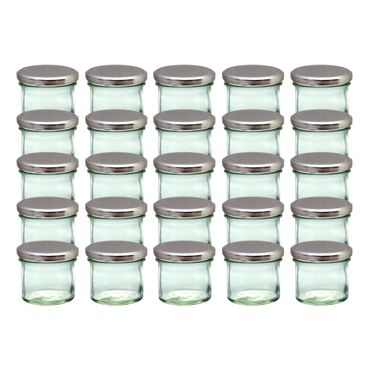CAPCRO 25er Set Sturzglas 125 ml Marmeladenglas Einmachglas Einweckglas To 66 silberner Deckel