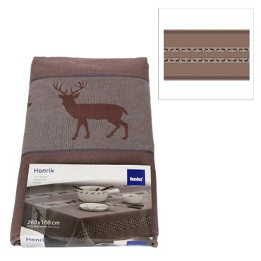 Mahagonibraune Tischdecke Henrik mit Hirsch Dekor - 12266_Bild_1