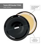 75er Set Marmeladenglas Vaso Orcio 212ml + To63 Deckel Schwarz_Bild_6