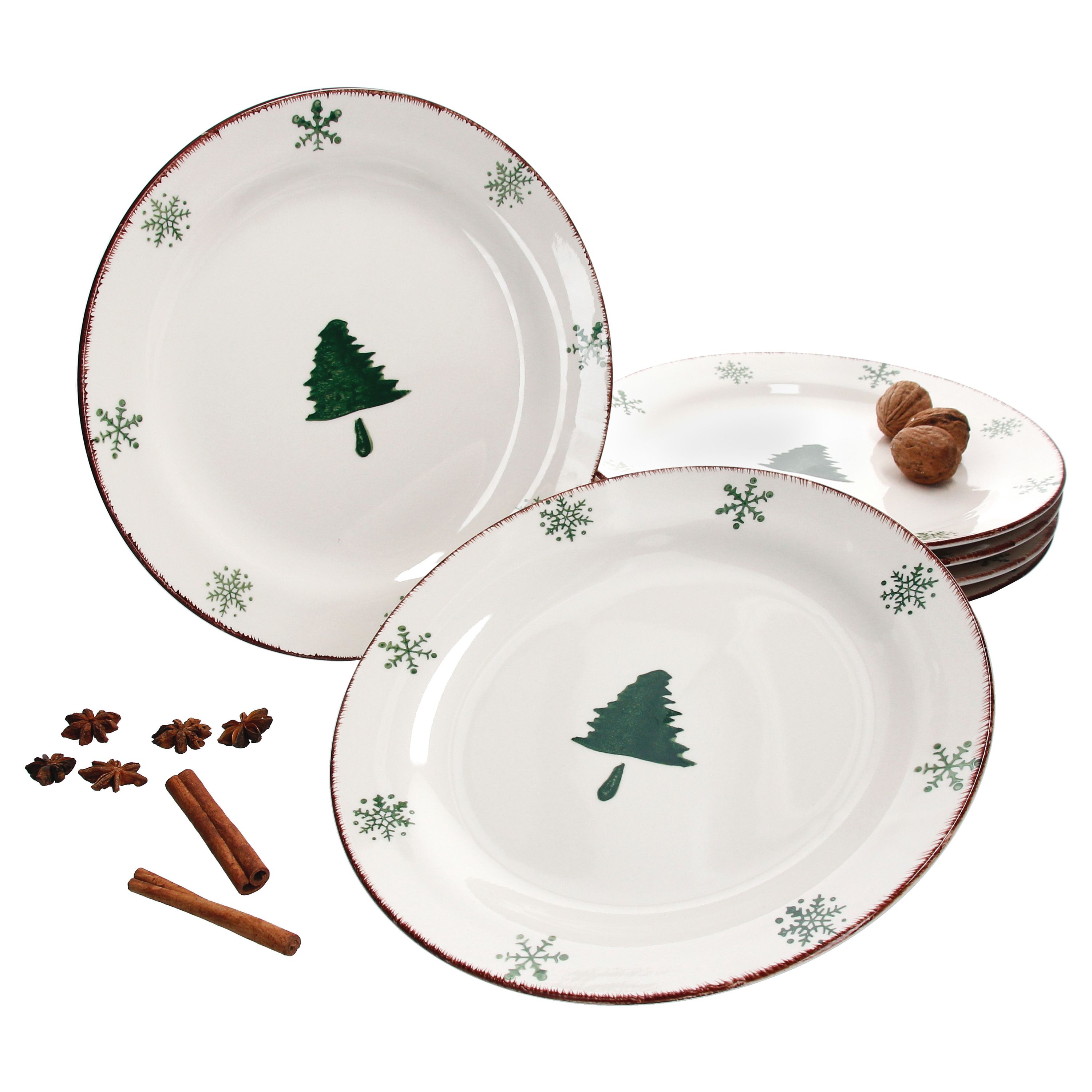 6er Set Essteller Schneeflocke 26,5cm Speiseteller Teller Weihnachten