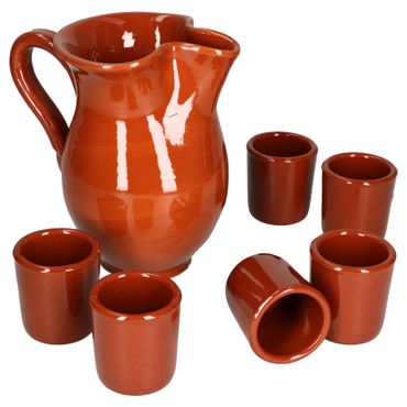 5L + 6 Tonbecher 50ml braun glasiert - 99546 + 6x 12970_Bild_1