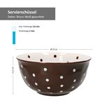 9tlg Set 6x Müslischale + Salatschüsel 24cm + Salz & Pfeffer braun weiß gepunktet _Bild_6