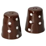 Salz- und Pfefferstreuer braun weiß gepunktet - handgefertigte Gewürzstreuer aus Steingut_Bild_2