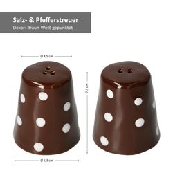 Mercant-Salz---Pfefferstreuer-Bemassung.jpg Salz- und Pfefferstreuer braun weiß gepunktet - handgefertigte Gewürzstreuer aus Steingut_Bild_4