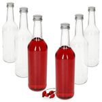 6er Set Geradhalsflasche 500ml + Schraubverschluss Deckel PP 28 Silber Aluminium_Bild_1