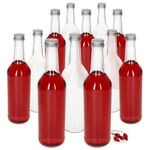 12er Set Geradhalsflasche 500 ml + Schraubverschluss Deckel PP 28 Silber Aluminium_Bild_1