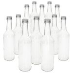 12er Set Geradhalsflasche 500 ml + Schraubverschluss Deckel PP 28 Silber Aluminium_Bild_2