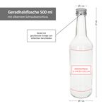 12er Set Geradhalsflasche 500 ml + Schraubverschluss Deckel PP 28 Silber Aluminium_Bild_7