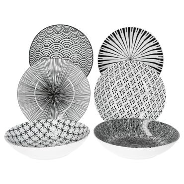 6er Set Suppenteller Seoul 20cm schwarz & weiß _Bild_1
