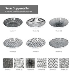 Hit-Seoul-Suppenteller-Musteruebersicht.jpg 6er Set Suppenteller Seoul 20cm schwarz & weiß _Bild_5