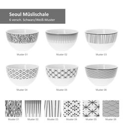 Hit-Seoul-Mueslischalen-Musteruebersicht.jpg 6er Set Müslischale Seoul 14cm schwarz & weiß _Bild_4